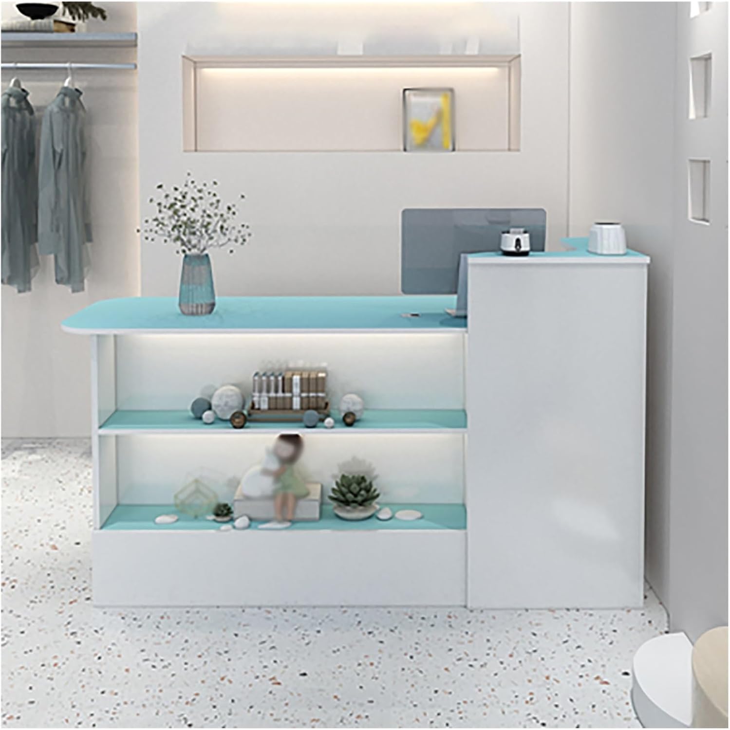 Reception Counter Desk, Checkout Counter, Stations Counter Table, Eception Counter Desk With Lockable Drawers, L-Shap Cashier, Cashier Cabinet, For Clothing Store, Company Front Desk, Coffee Shop