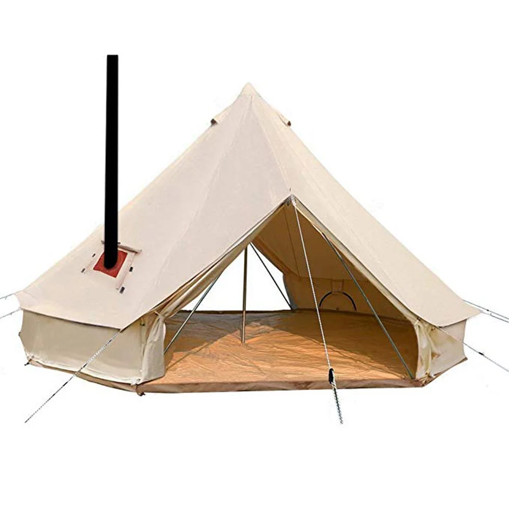 UNISTRENGH 6M Double Door Bell Tent Waterproof Cotton Canvas Glamping Tent Yurt for Wedding