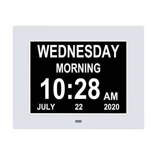 [2024 Newest] 8 Inch Extra Large Calendar Day Date Time Clock with Non-Abbreviated Day Month Dementia Clocks Perfect for Senior Vision impaired