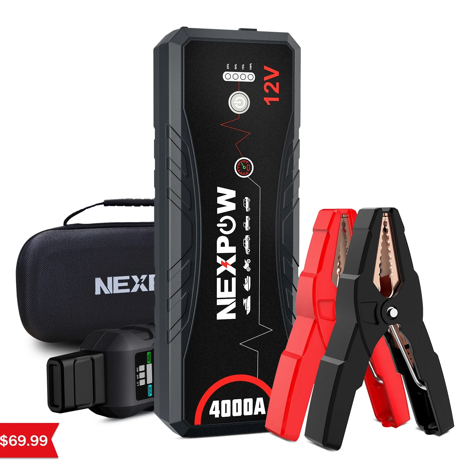 NEXPOW Battery Jump Starter, 4000A Peak 24000mAh Jump Starter (for All Gas and 10.0L Diesel Engines), 12V Portable Jump Box Battery Booster Power Pack with LED Light