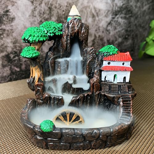 Incense Holder Resin Reflux Incense Holder Waterwheel Incense Burner, Suitable for Home, Office Indoor Incense Burner Ornaments Gift Incense Burner