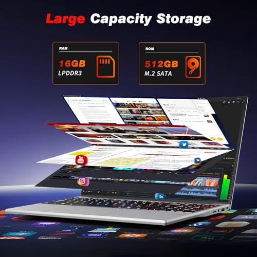 2025 Gaming Laptop,15.6 Inch Laptop,Laptops 16GB 512GB SSD,Laptop Computer N5095,Traditional Laptop Computers 180 Angle Opening,Lap top Fingerprint Unlock Backlit Keyboard,1920X1080 FHD IPS MINI-HDMI
