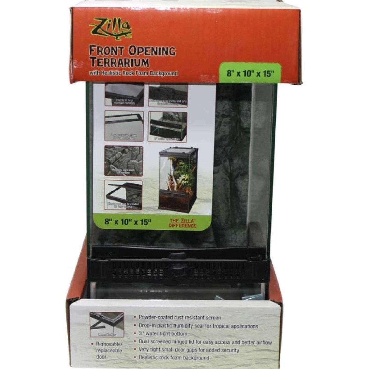 Zilla Front Opening Terrarium with Realistic Rock Foam Background - Pet Supplies online store