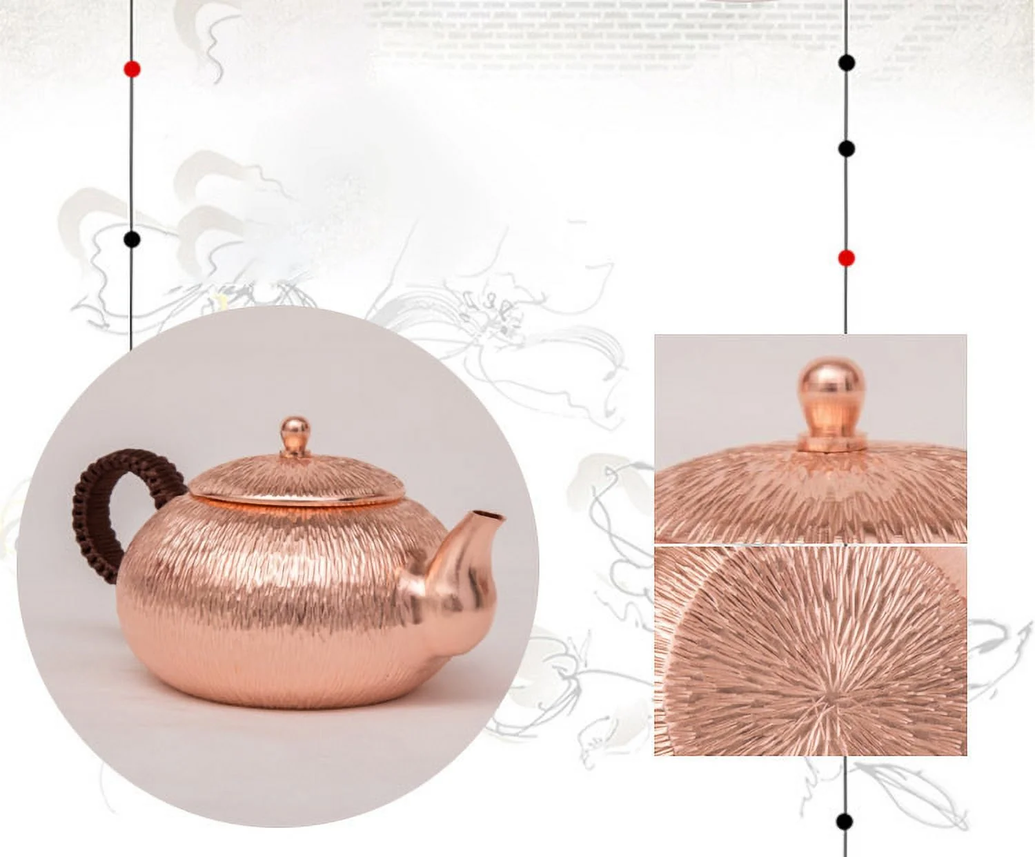 Wollet Solid Copper Kettle Boiling Water Boiling Teapot，650ml