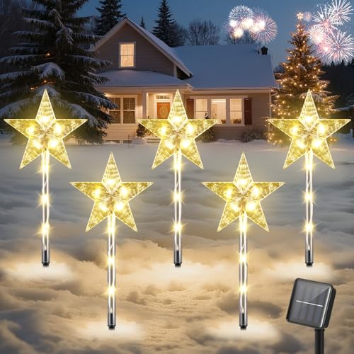 Luxspire Christmas Pathway Lights Outdoor, 8 Pack Solar Walkway Light Waterproof & Auto On/Off, Outdoor Candy Cane Christmas Decorations for Holiday Garden Patio Lawn Yard, Candy Canes