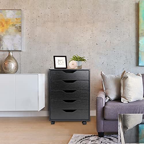 ZENY 5 Drawers Chest, Mobile File Cabinet with Casters, Home Office Storage Cabinet Under Desk Cabinet Storage Drawers Desk (White)