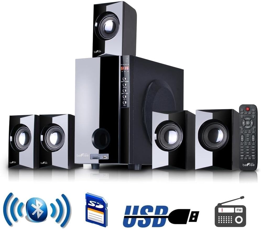 BeFree Sound BFS-430-BLK 5.1 Channel Surround Sound Bluetooth Speaker System