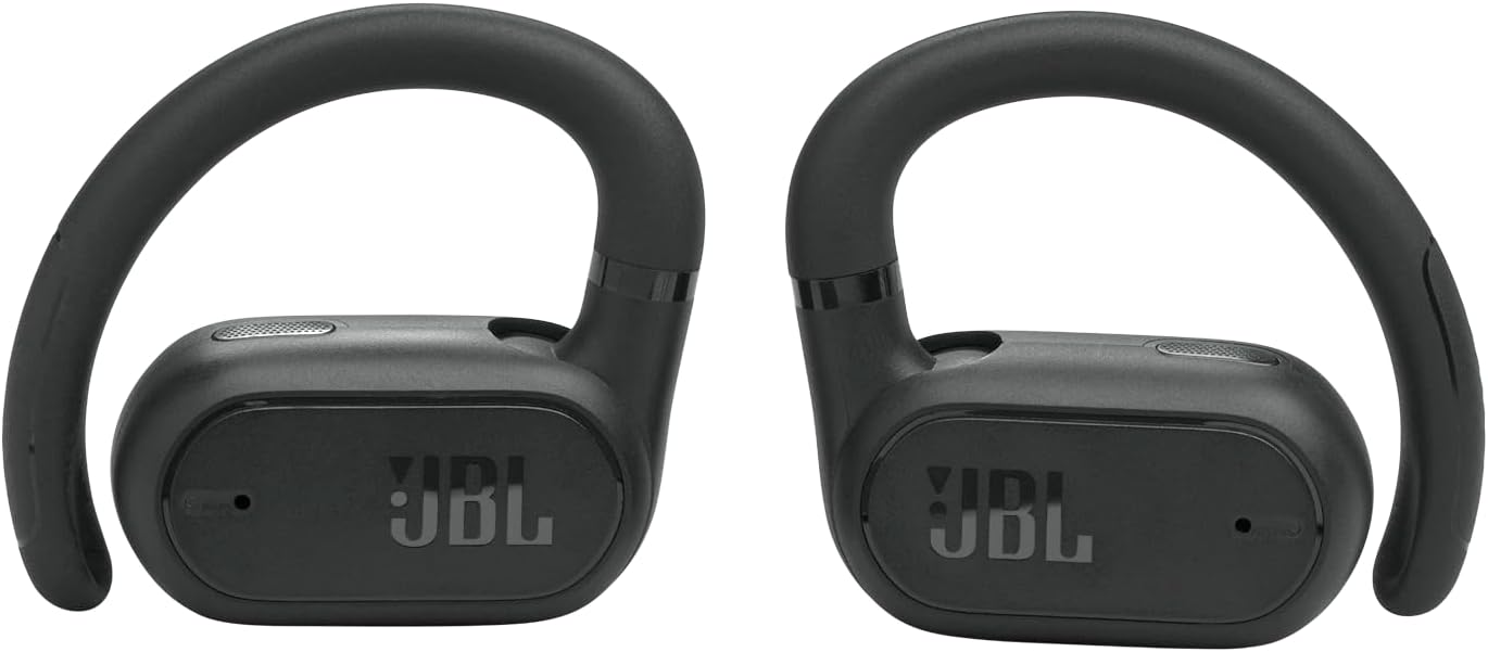 JBL SoundGear Sense - True wireless Open-ear headphones, OpenSound Technology, Splash and dust resistant, 4 mics for crisp, clear calls, Up to 24 hours of battery life, plus speed charge (Black)