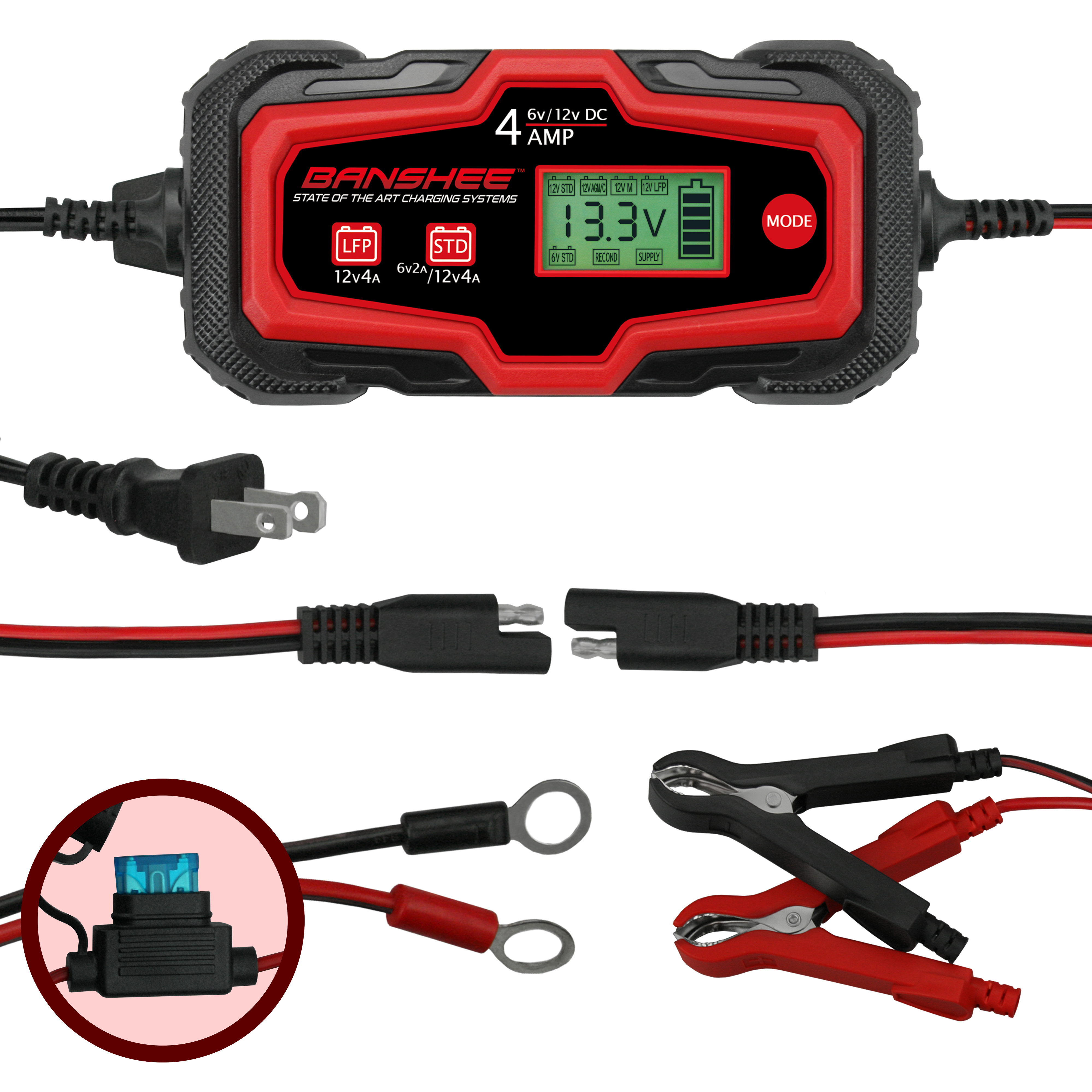 Banshee  4A Automatic Maintainer Motorcycle Trickle Float Battery Charger for 6-12V Battery