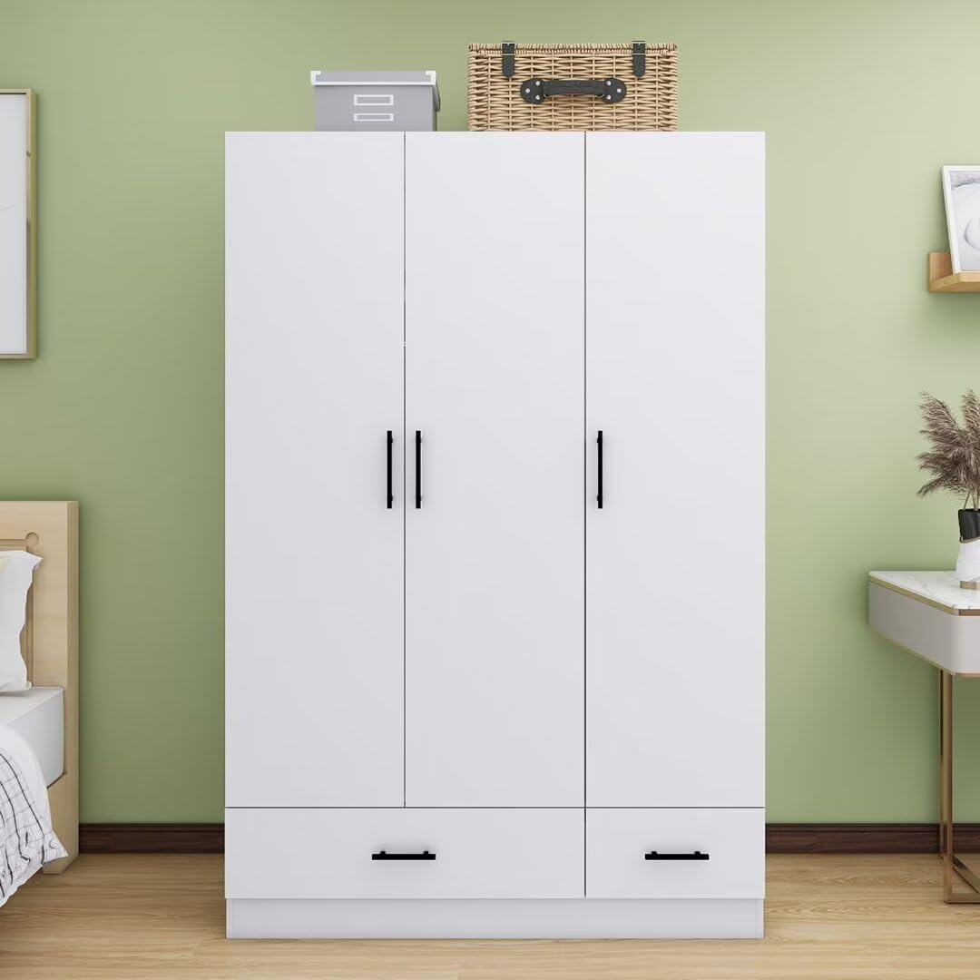 Armoire Wardrobe Closet: Bedroom Armoires with 2 drawers and Wardrobe Cabinet with 3 Doors Wardrobe Closet for Hanging Clothes White 47.24''W x 18.9''D x 70.9''H