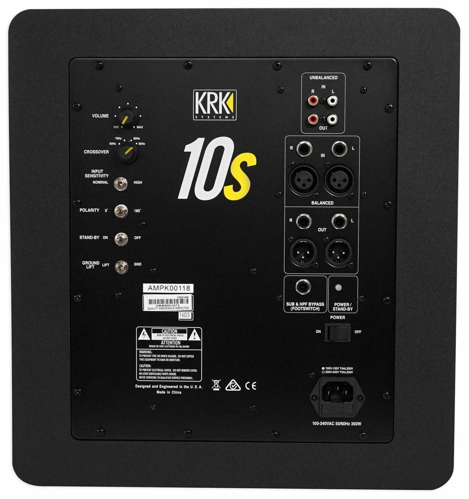 KRK 10S2 10x22 Powered Studio Subwoofer