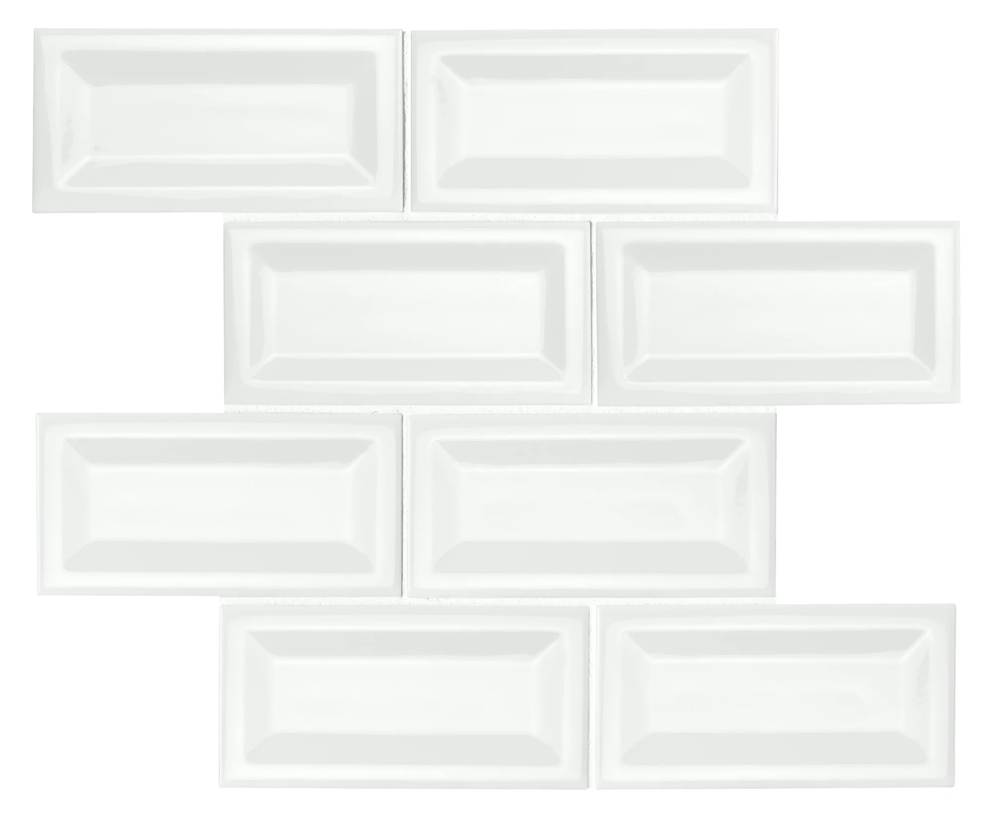 MSI White Glossy Inverted Beveled 3 in. x 6 in. Glossy Ceramic Wall Tile (10.66 sq. ft. / case)