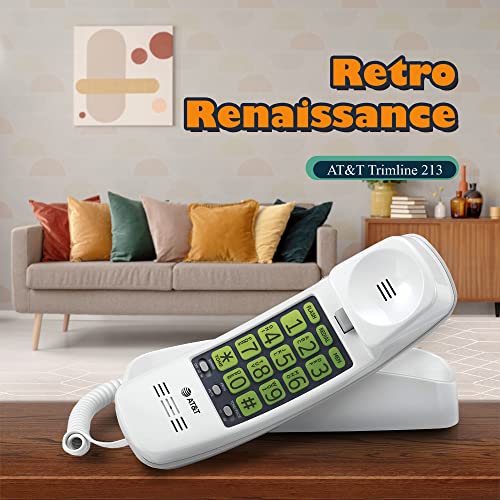 AT&T TRIMLINE 213-11 Corded Home Phone with Extra Big Buttons & Visual Ringer. No AC Power Required, Improved Easy-wall-mount, Lighted Keypad, 10 Speed Dial Keys, Volume Control,Senior Friendly. BLACK