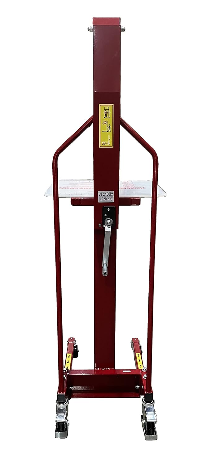 Pake Handling Tools - Winch Stacker, Manual Work Positioner Lift Truck - Steel Lightweight and Easily Maneuverable Lift with 220 lbs Capacity 59