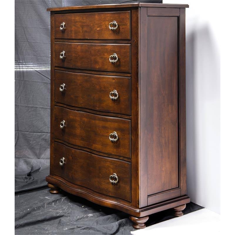 Furniture of America Marcella 5 Drawer Chest in Brown Cherry
