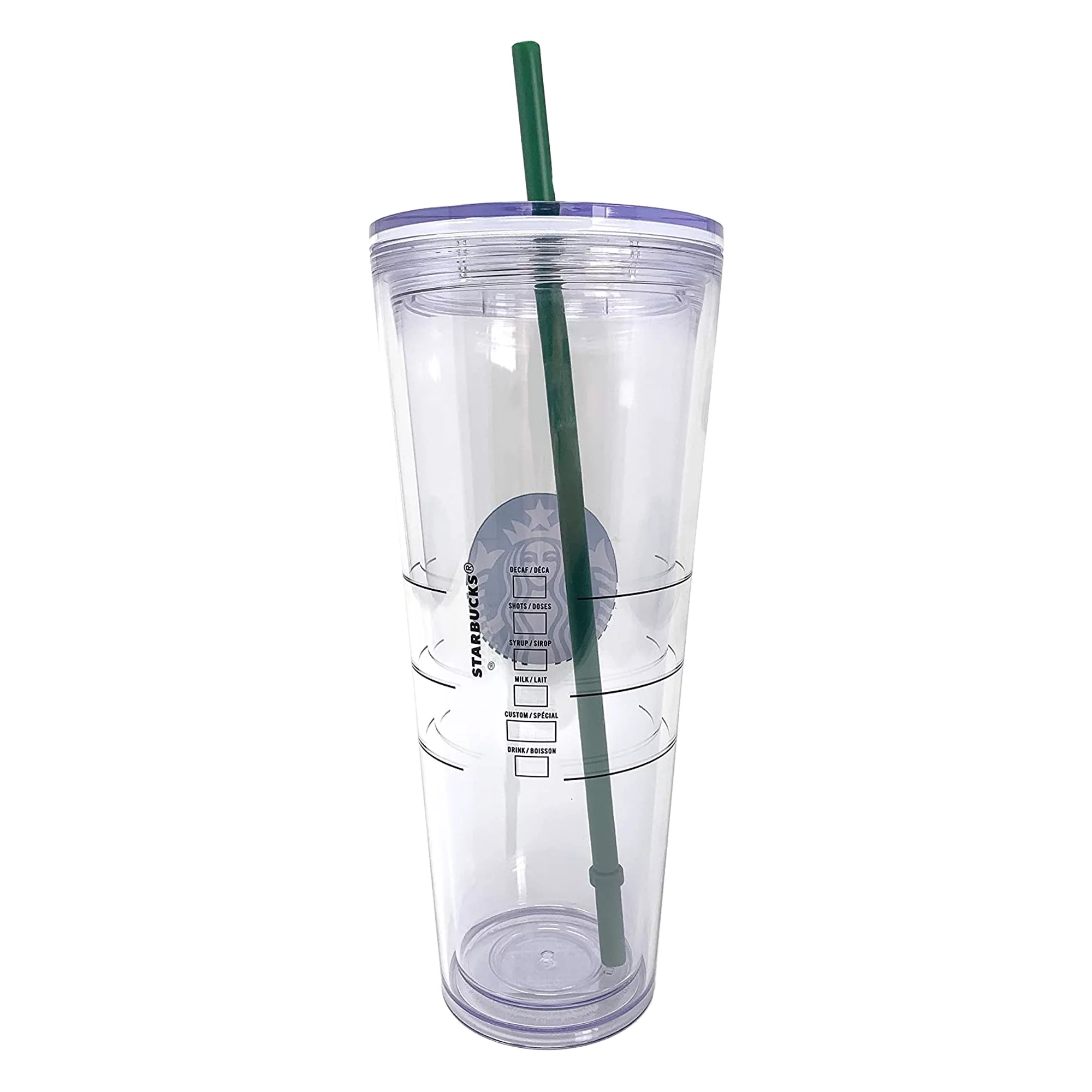 Starbucks Cold Cup Clear Venti Tumbler Traveler with Green Straw Logo - 24 oz (Acrylic)