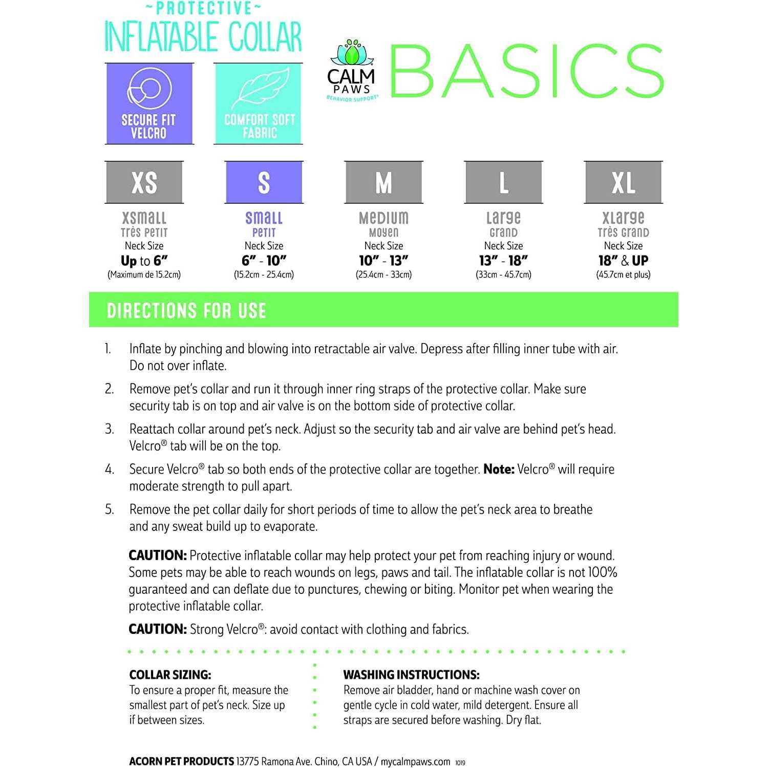 Calm Paws Basic Inflatable Collar - Pet Supplies online store