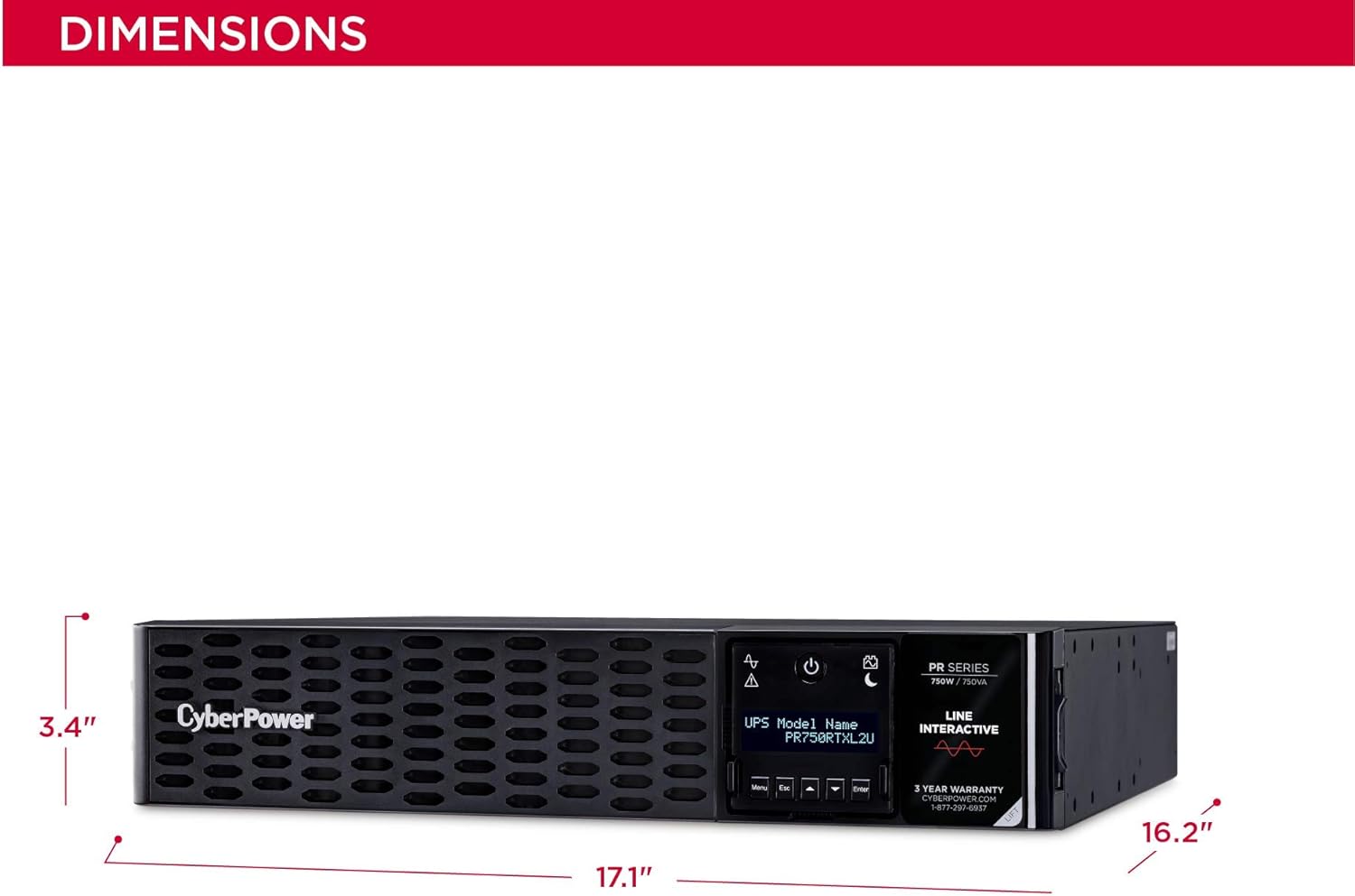 CyberPower PR750RTXL2U Smart App Sinewave UPS System, 750VA/750W, 8 Outlets, 2U Rack/Tower, AVR, EBM Option