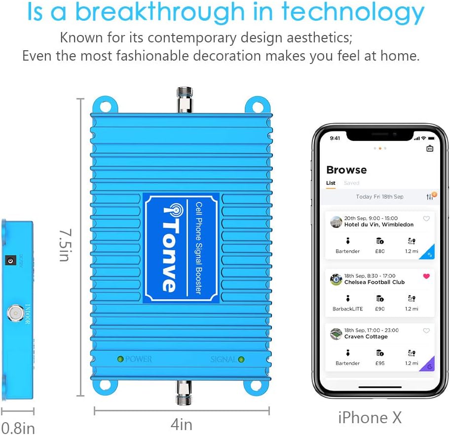 Cell Phone Signal Booster Band 2 and Band 5 850/1900Mhz Cell Signal Booster Cell Phone Repeater Amplifier for Home and Office Increase 2G 3G 4GLET 5G Data Speed and No More Dropped Calls