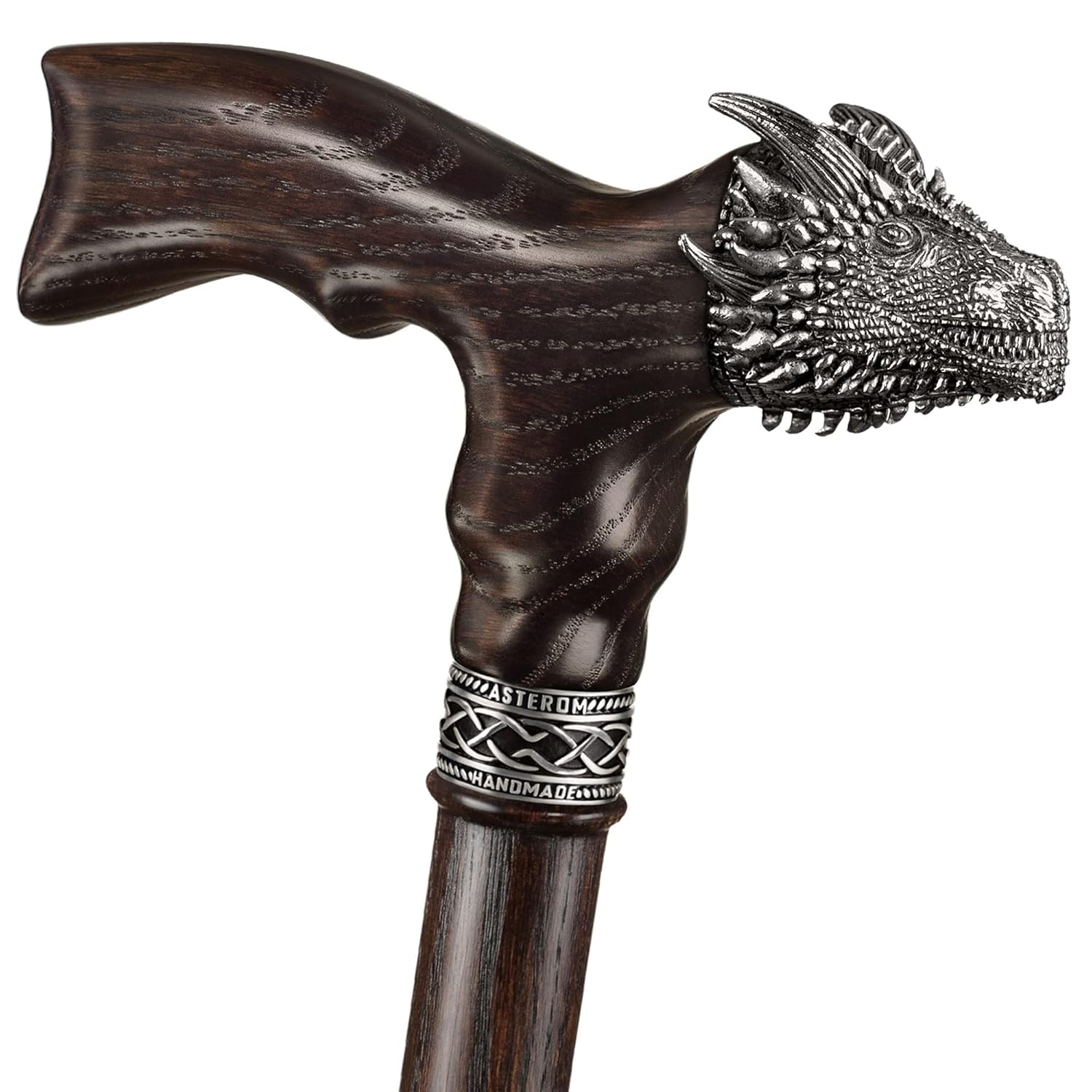 Asterom Handmade Wooden Walking Cane for Men and Women - Dragon - Fashionable Walking Stick Unique Wood Cane