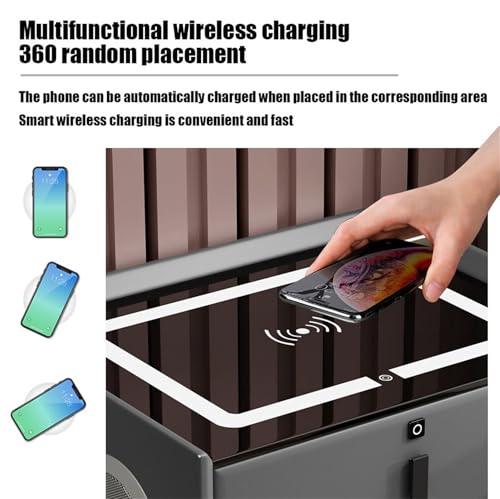 Nightstand with Wireless Charging Station, LED Night Stand with 2/3 Drawers for Bedroom Furniture, End Side Table with Fingerprint Lock and Speaker(White 2)