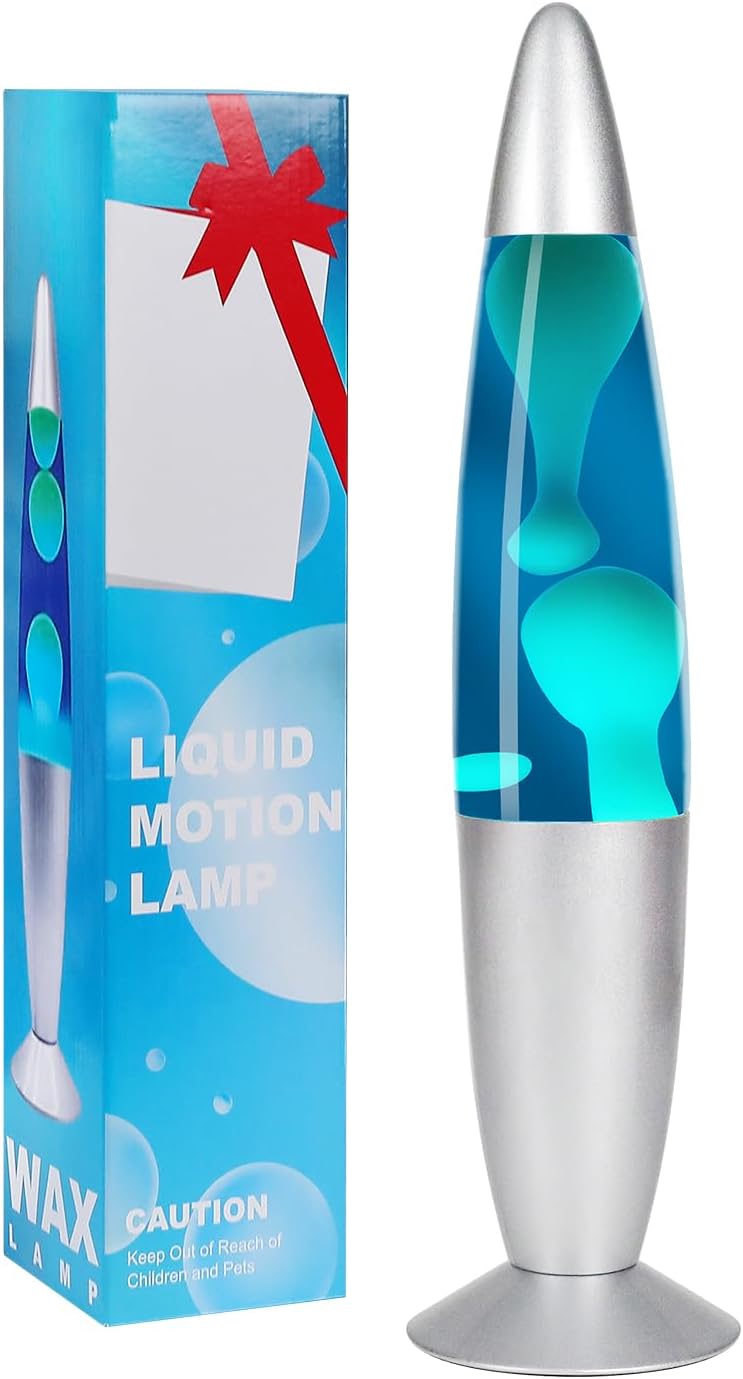 16-Inch Blue Lave Lamp-Blue Liquid, Yellow Wax, Large Kids Lave Lamp Liquid Motion Lamp for Adults, Home Decor Nightlight for Living Room Bedroom, Magma Lamp Night Light for Christmas, Birthday, Party