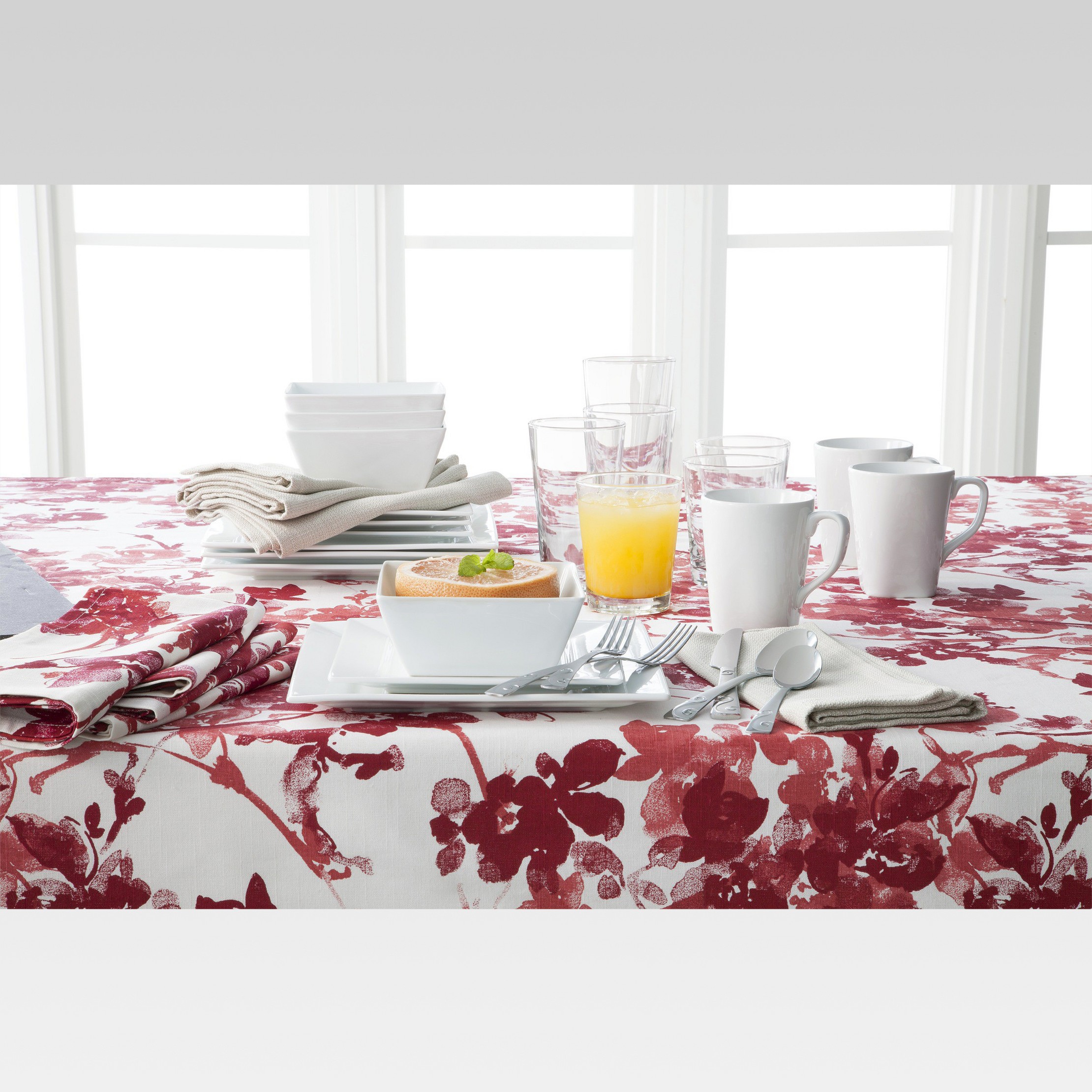 16pc Porcelain Square Dinnerware Set White