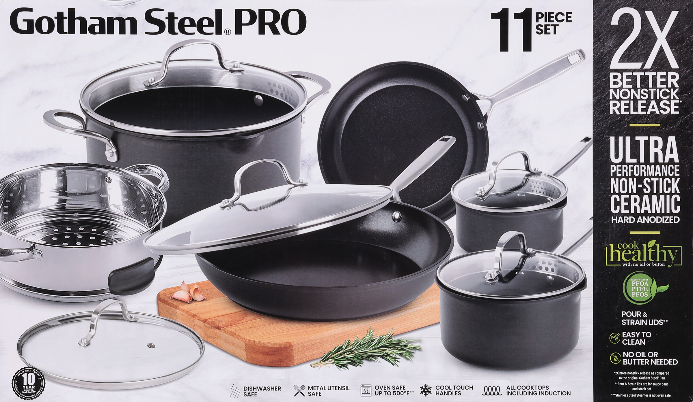 Gotham Steel Pro Ultra Ceramic Cookware Set 1 ea
