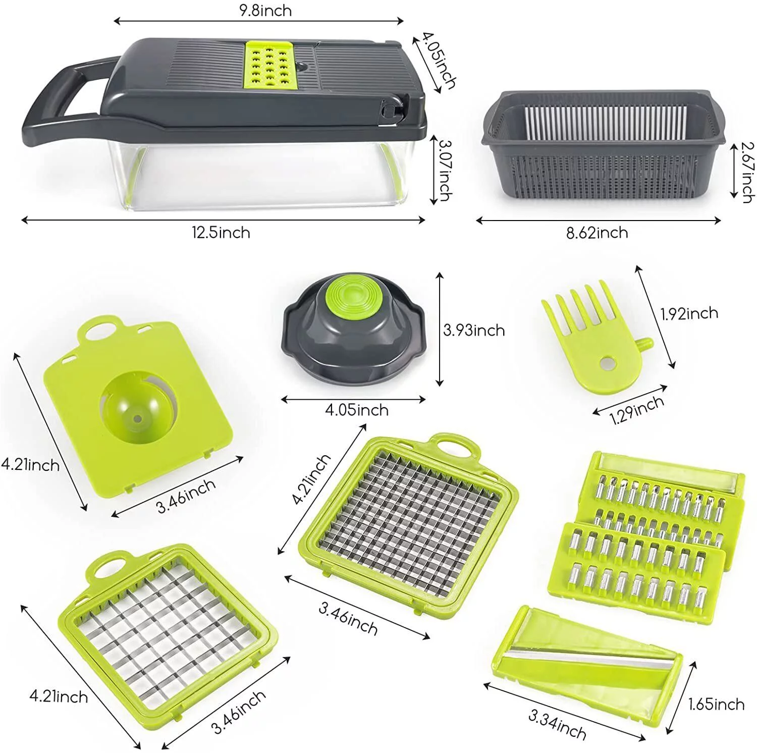 JahyShow 12 in 1 Vegetable Chopper Cutter,Mandoline Slicer Food Onion Veggie Dicer with Container