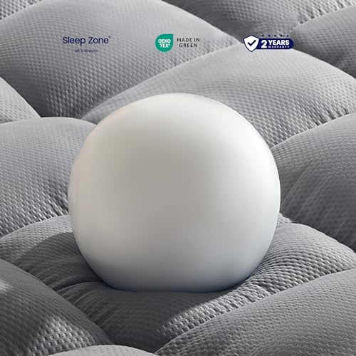 SLEEP ZONE Queen Mattress Topper Washable, Deep Pocket Mattress Pad, Thick Fitted Mattress Cover for Back Pain, Breathable Mattress Protector, Hotel Quality (White, Queen)