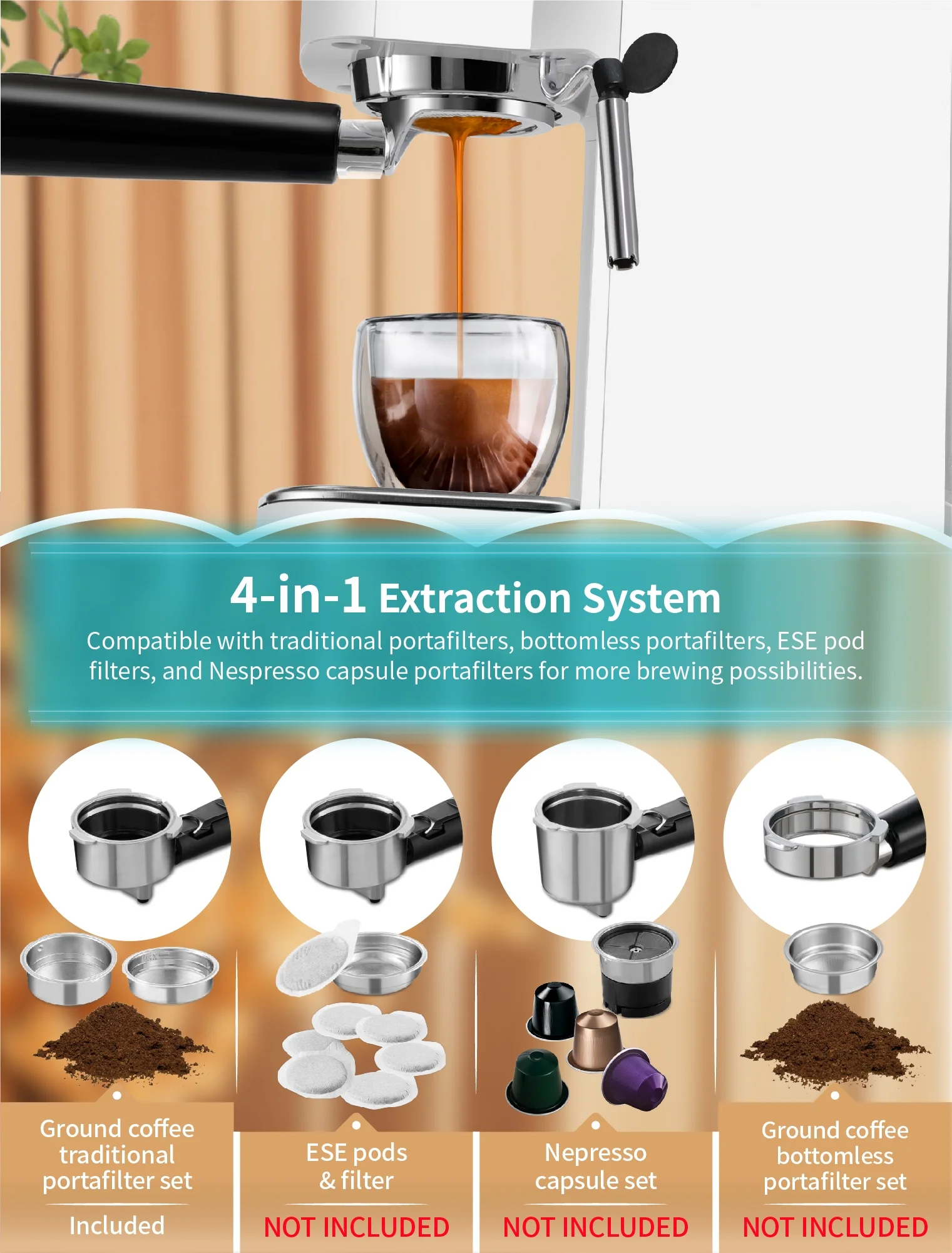 Gevi Espresso Machine 20 Bar Automatic Coffee Maker with Milk Frother Wand, 40.58 oz, New, White