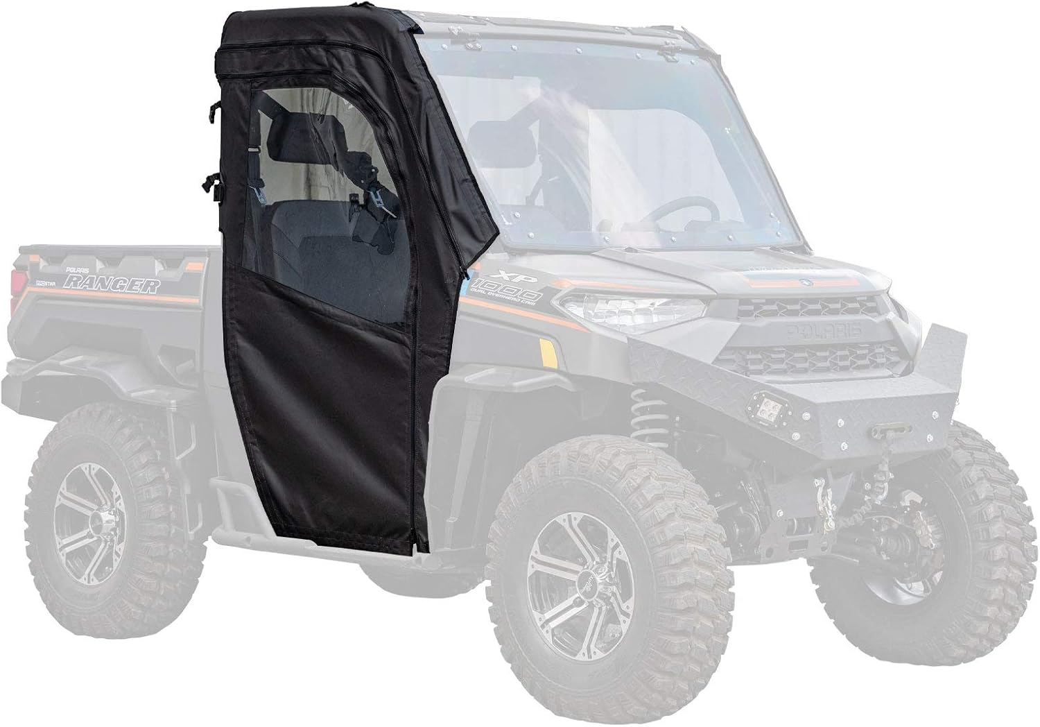 SuperATV Soft Cab Enclosure Doors for Polaris Ranger XP 900 (See Fitment) - 1 Pair of Front Doors - Resistant to Punctures and Tears - Protection from UV-Rays - Waterproof - Doors Unzip and Buckle