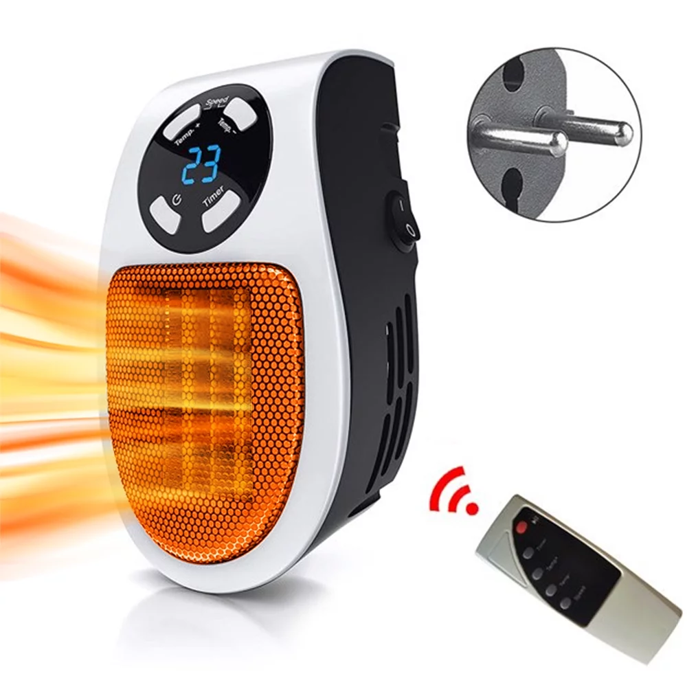 Ponyta 500W Space Heater Wall Outlet Electric Plug- in Space Heater with Adjustable Thermostat & Timer & LED Display
