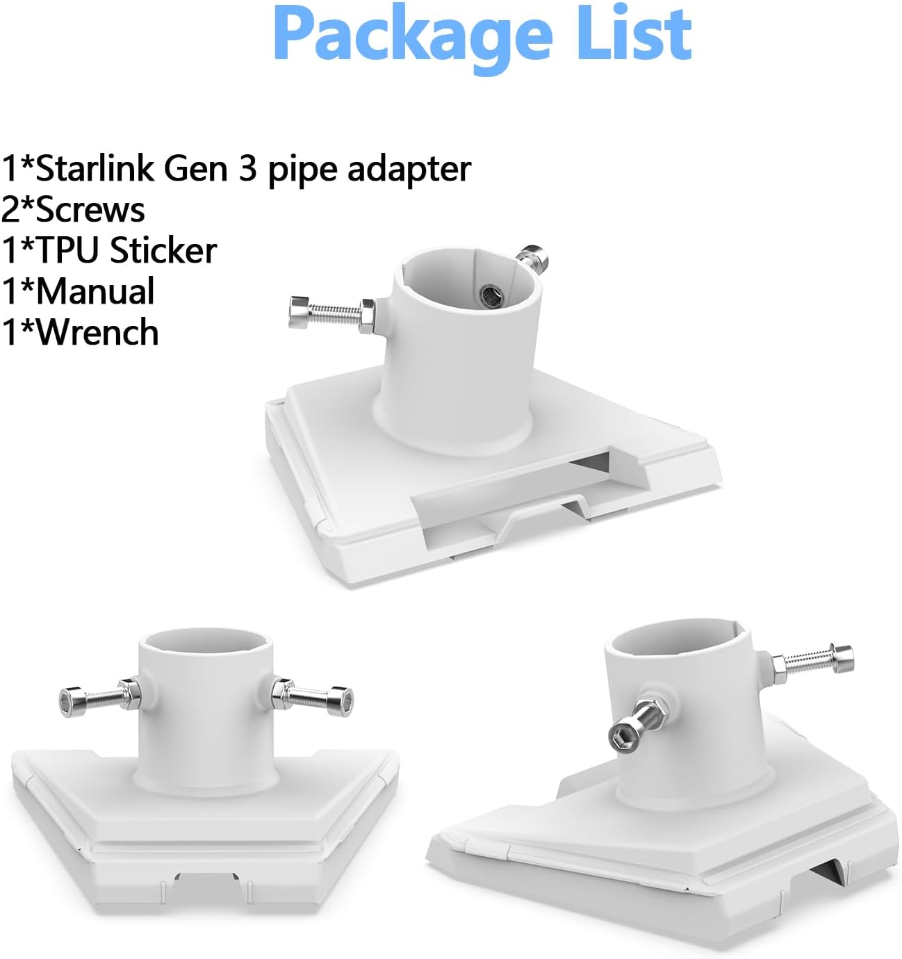 Standard pipe adapter for Starlink gen 3,Starlink Gen3 pipe adapter Mount,Starlink Gen3 Mount ,Starlink Gen 3 pole Mount,Starlink kickstand dish V3 roof wall mounting kit