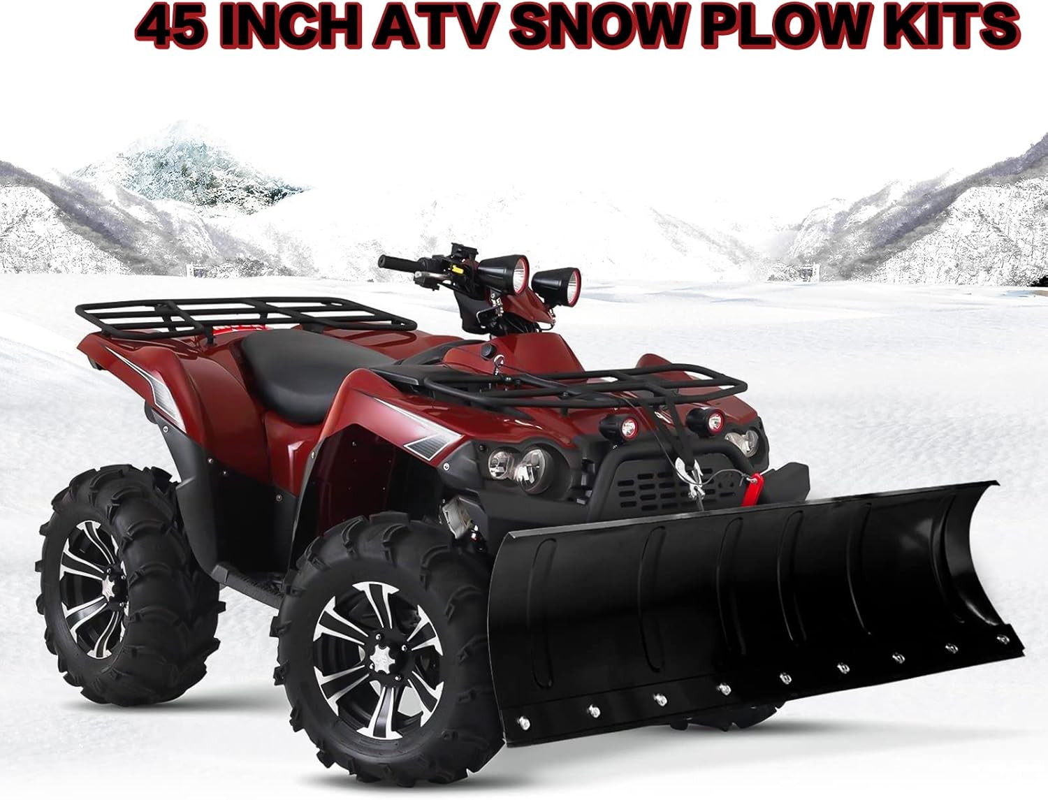 ATV Snow Plow, EBESTTECH 1PC 45 Inch Heavy Duty Universal Snow Plow Kit Adjustable for Pickup Trucks UTV ATV Arctic Cat Access Kawasaki Honda Aeon Crossland Black
