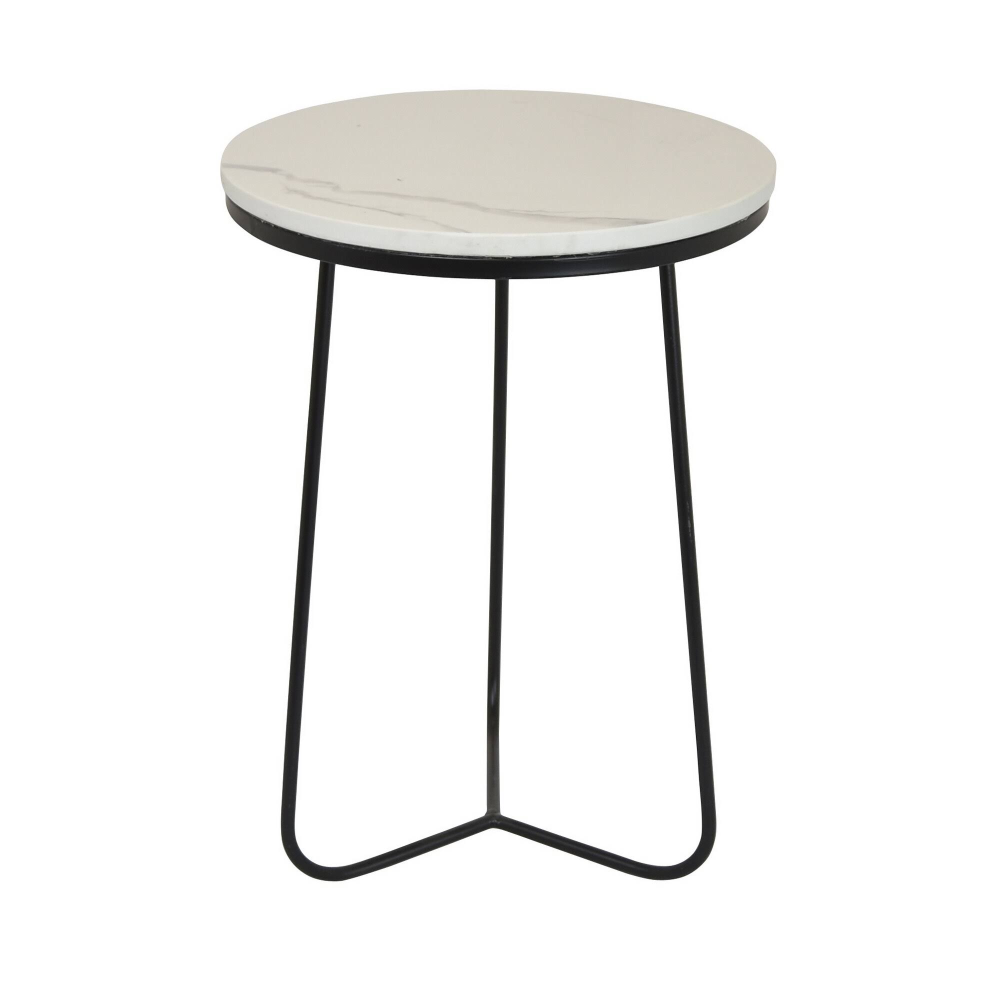 Plutus Brands PBTH92227 Metal Marble Top Plant Stand in White