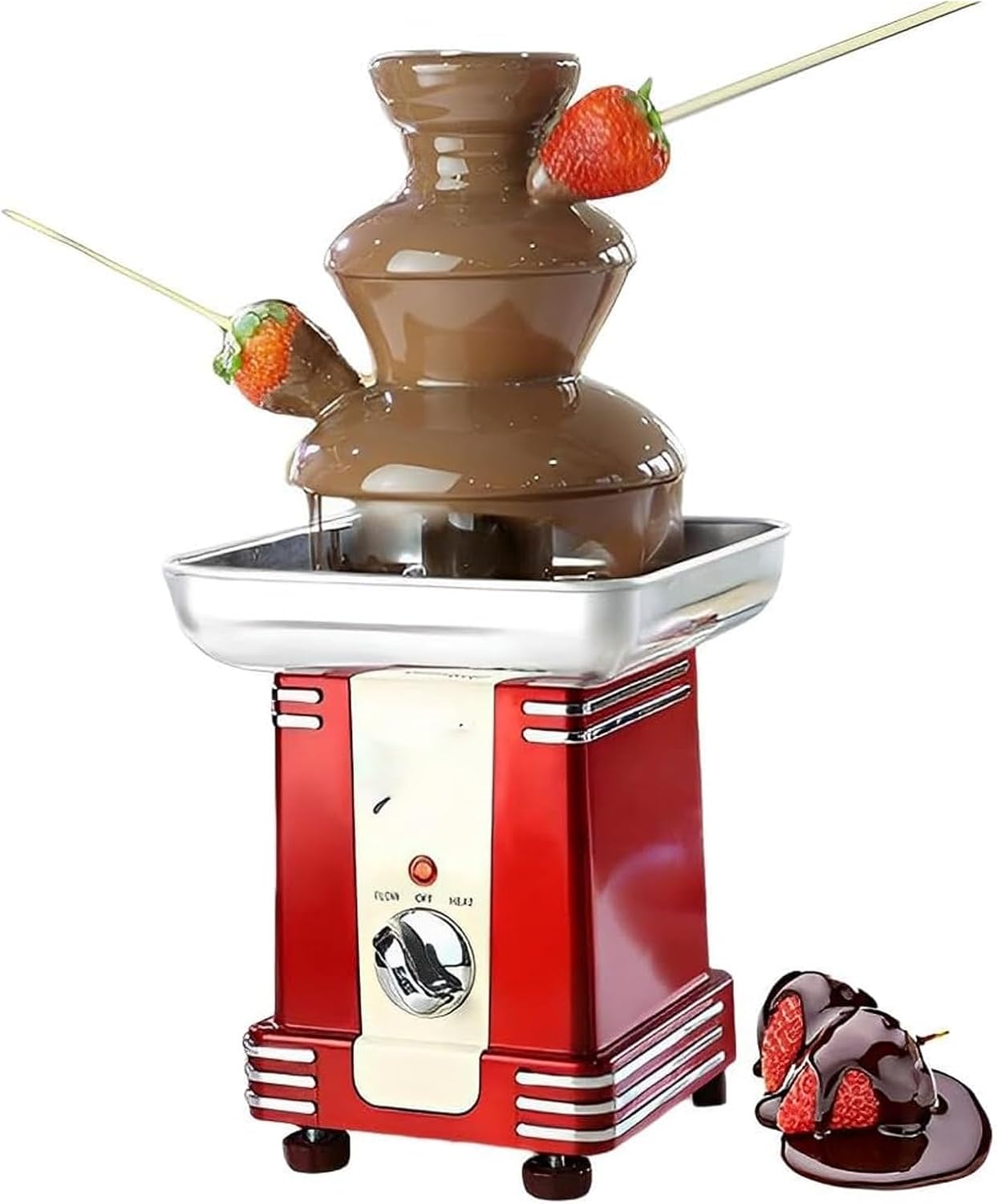 80W Electric Chocolate Fountain, 3 Tier Cascading Fondue Set with Hot Melting Pot Base, Stainless Steel Dip & Share Machine for Parties Weddings Family Gathering