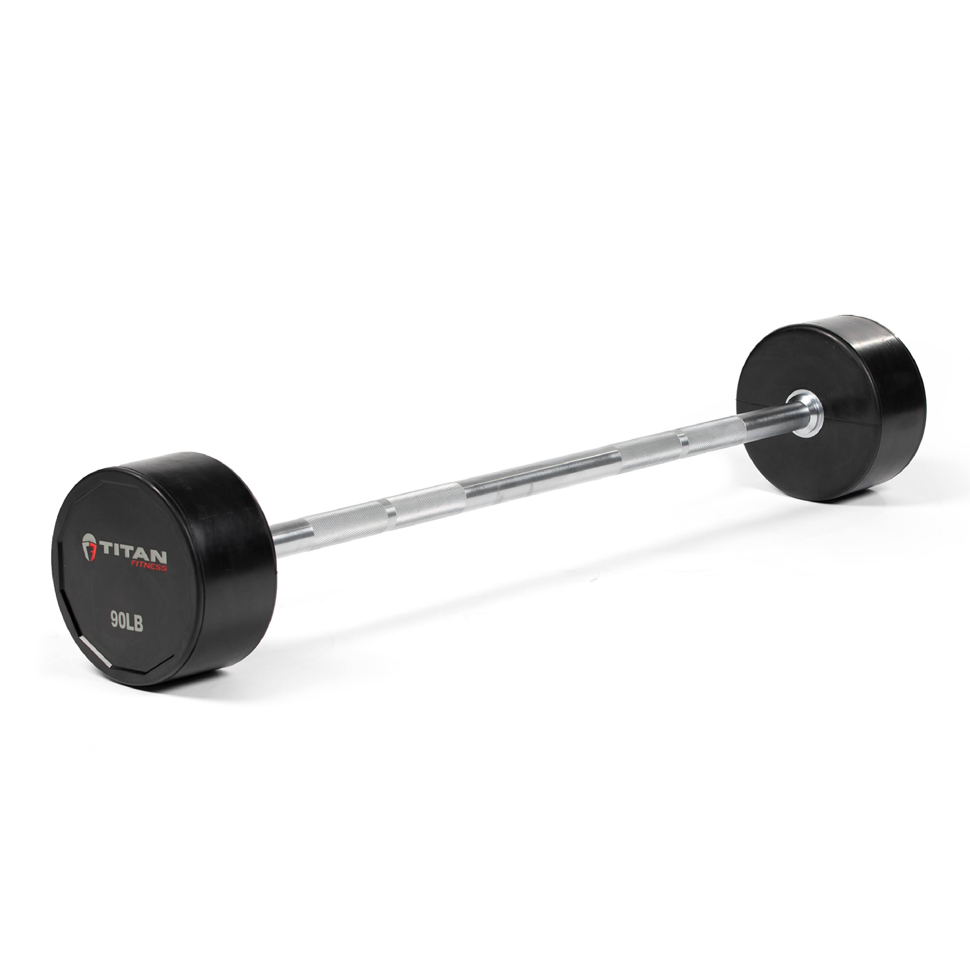 Titan Fitness Straight Rubber Fixed Barbell 90 lb.