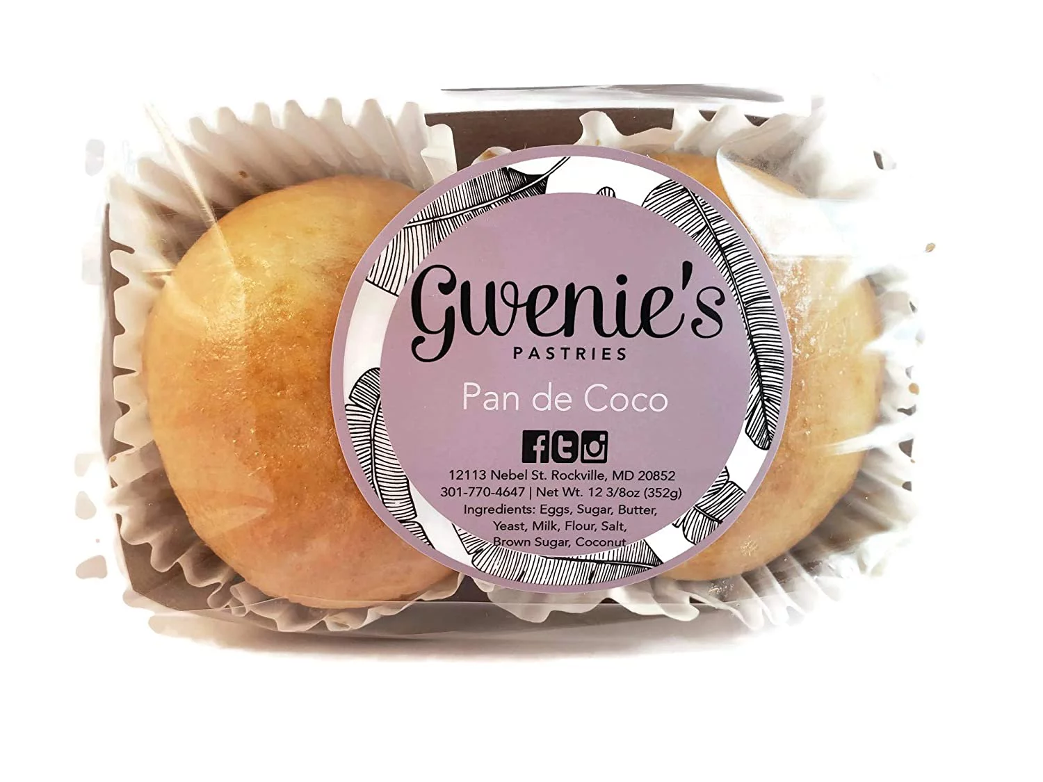 Gwenie's Pastries Pan De Coco 4 Pack (2 Pieces Per Pack)