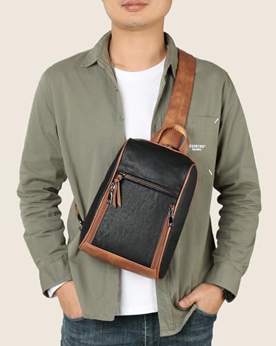 FADEON Sling Bag for Women Crossbody Purse Sling Bags, Designer Sling Purses Fashion Travel Chest Bag Black