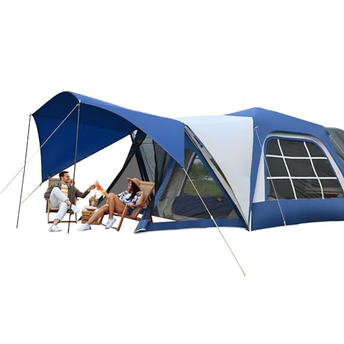 2in1 6-Person Huge SUV Tent Car Tailgate Tent with Porch, 10' x 10' Tent Attachment to SUV Car with 6' x 7' Screen Room Vestibule Awning Porch