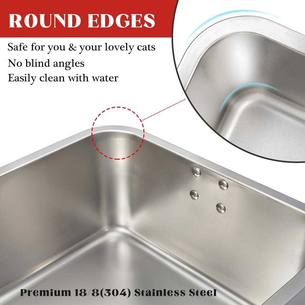 ULIGOTA Stainless Steel Cat Litter Box, Large Metal Litter Box for Kitty and Rabbits - Pet Supplies online store