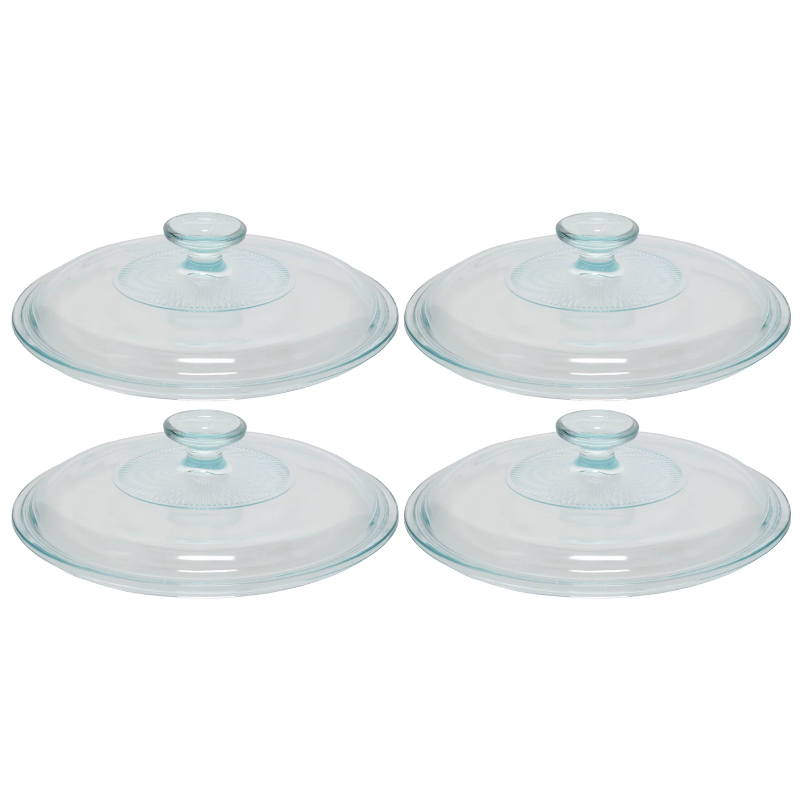 Corningware G-1C 2.5qt French White Clear Fluted Round Glass Lid (4-Pack)