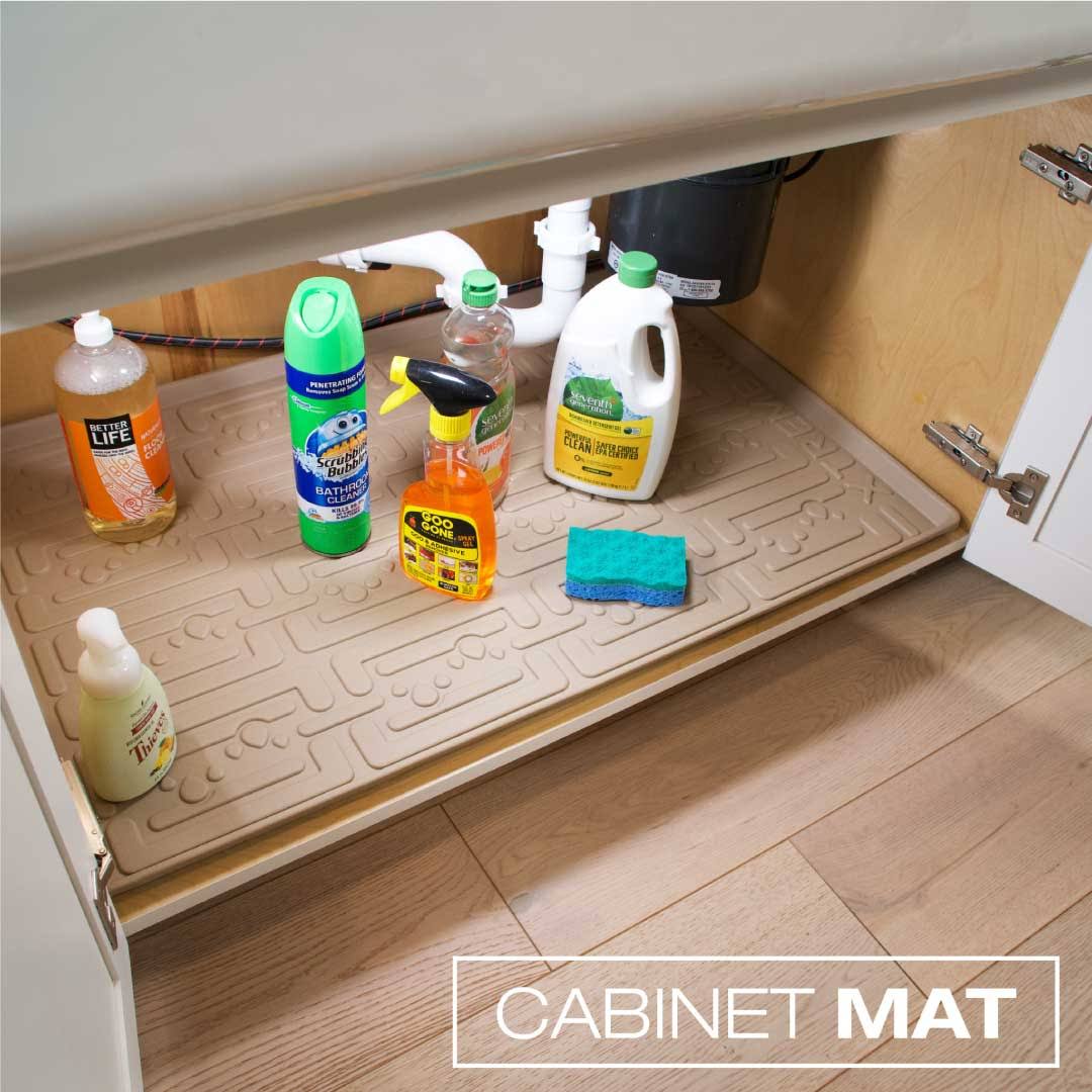 Xtreme Mats Under Sink Kitchen Cabinet Mat, 37 x 22 inch, Beige