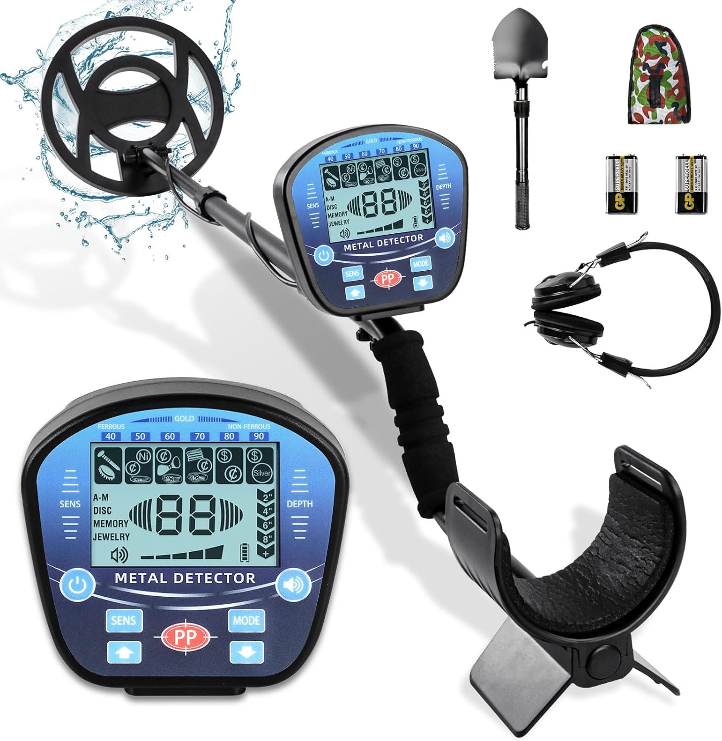 Upgraded Waterproof Metal Detector for Adults, Professional High Accuracy Gold Detector with LCD Display, 10'' Detection Depth, Advanced DSP Chip Metals Detectors