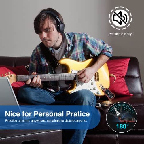 LEKATO Guitar Headphone Amp,Micro Electric Guitar Headphone Amp for Electric Guitar&Bass Rechargeable Bass Headphone Amplifier for Practice with 5 Effects(Clean Chorus Overdrive Distortion and Wah)