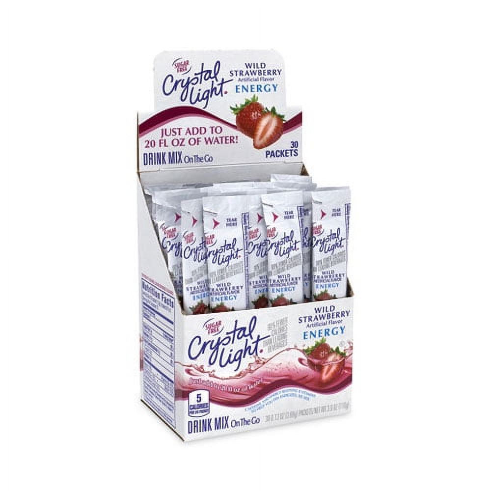 Crystal Light On-The-Go Sugar-Free Drink Mix, Wild Strawberry Energy, 0.12oz Single-Serving, 30/Pk, 2 Pk/Bx, Delivered in 1-4 Business Days