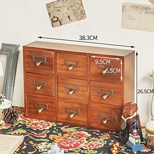 Household goods Traditional Solid Wood Small Chinese Medicine Cabinet，Vintage Great Storage Apothecary Drawer Herbal Dresser, NO A Sea Blue