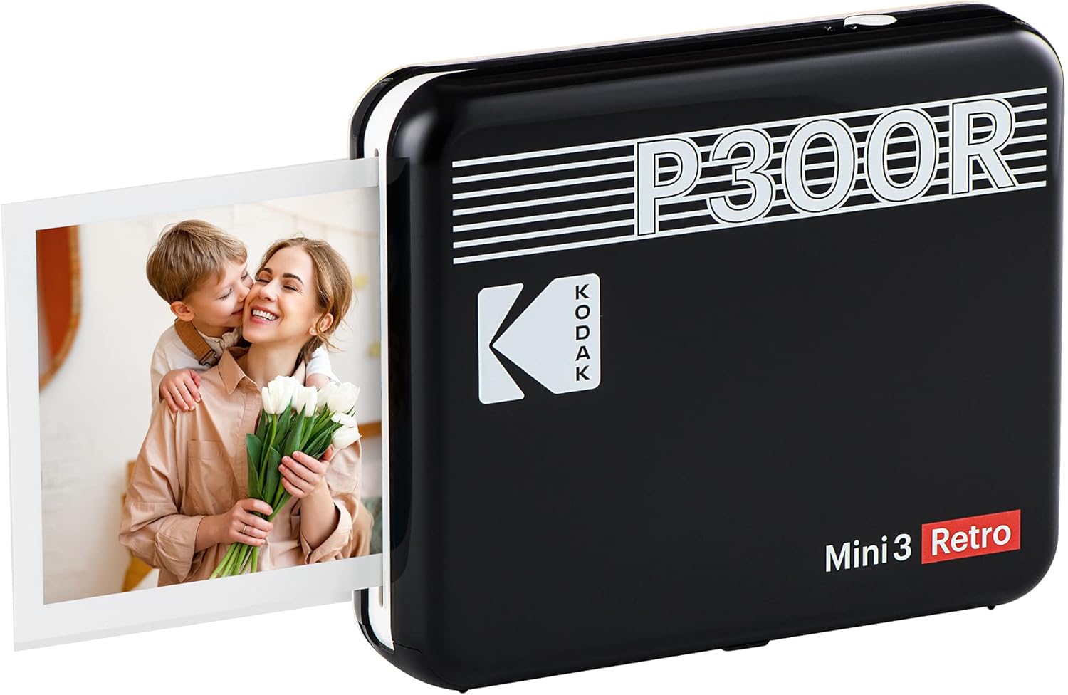 Kodak Mini 3 Retro 3x3” Portable Photo Printer, Compatible with iOS, Android & Bluetooth Devices, Real Photo: 4Pass Technology & Laminating Process, Print Photos - Black