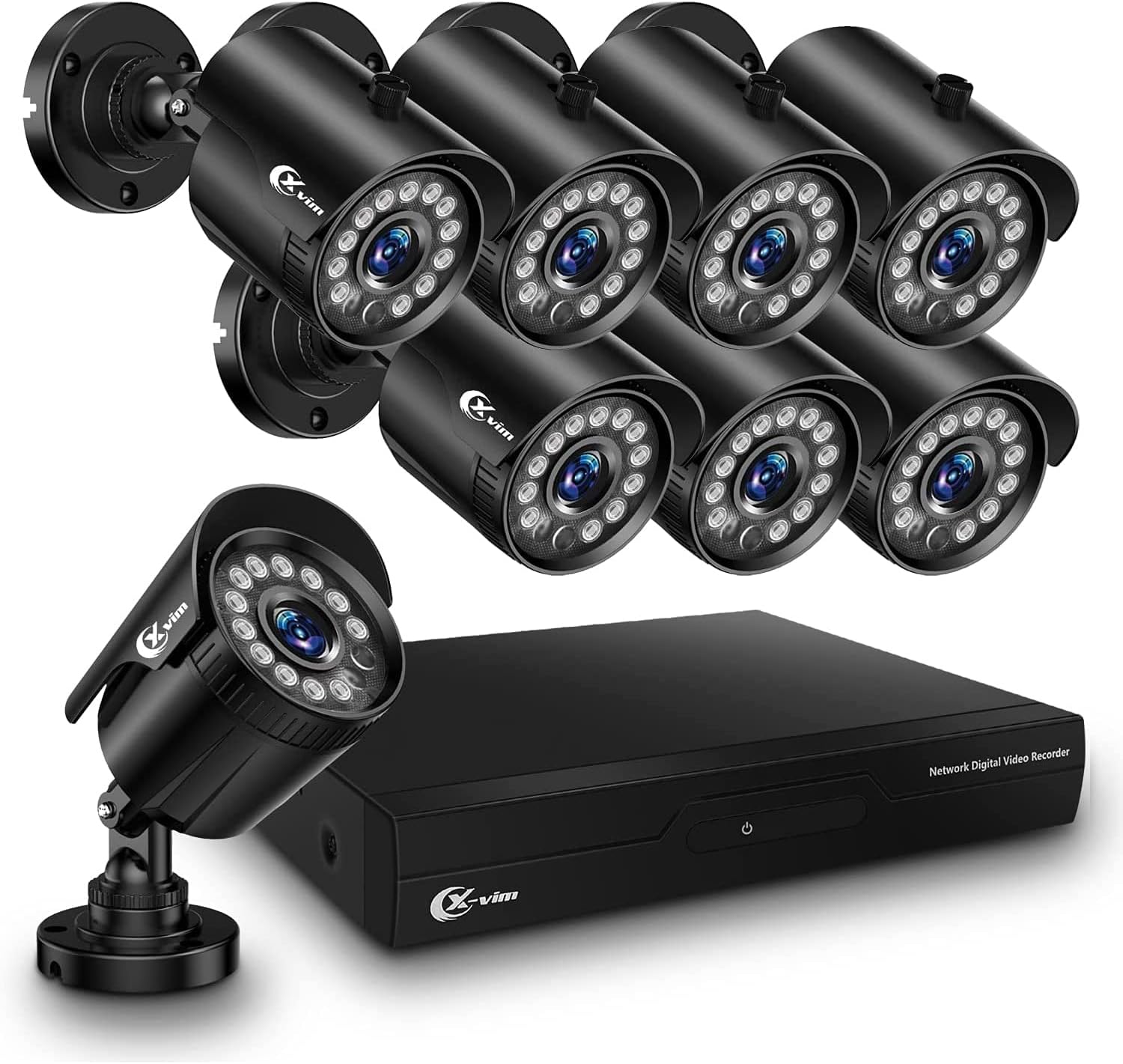 XVIM 1080P Wired Security Cameras System - 8CH Home Security Camera System DVR(No Hard Drive),8PCS 2MP Security Cameras, IP66 Waterproof Outdoor Camera System, Night Vision, Motion Detect, APP Access